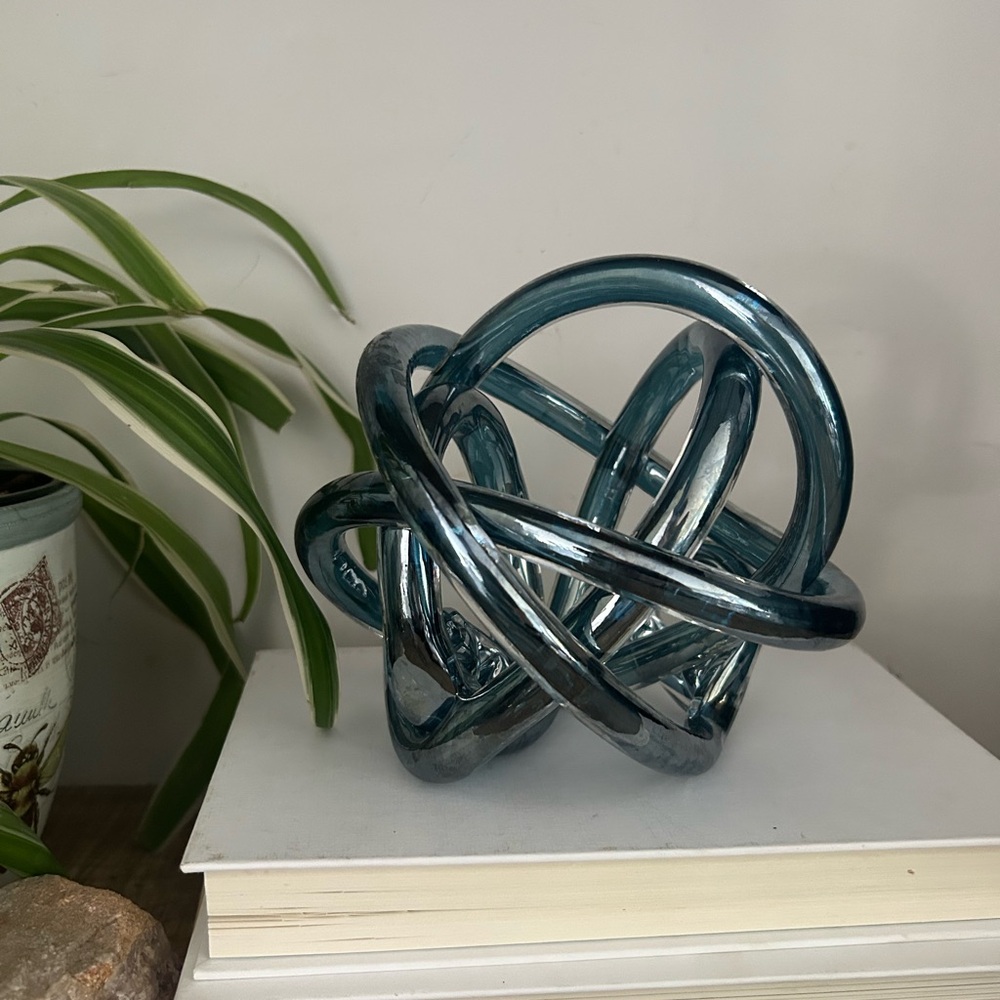Blue Glass Knot Rope Art Decor 5.5”